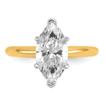 14K Bicolor Verlobungsring mit 2,5 ct. im Marquise-Solitär-Schliff, Labor-gezüchteter Diamant, VS/SI+ G+