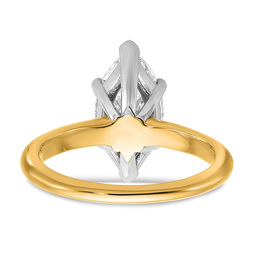 14K Bicolor Verlobungsring mit 2,5 ct. im Marquise-Solitär-Schliff, Labor-gezüchteter Diamant, VS/SI+ G+