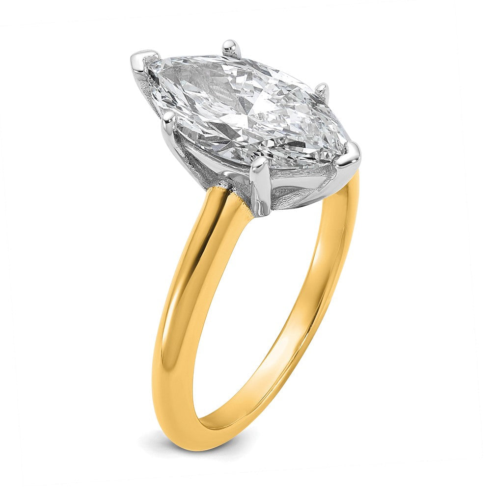 14K Bicolor Verlobungsring mit 2,5 ct. im Marquise-Solitär-Schliff, Labor-gezüchteter Diamant, VS/SI+ G+