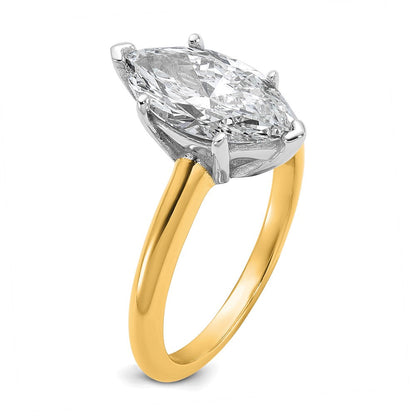 14K Bicolor Verlobungsring mit 2,5 ct. im Marquise-Solitär-Schliff, Labor-gezüchteter Diamant, VS/SI+ G+