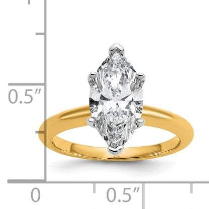 14K Bicolor Verlobungsring mit 2,5 ct. im Marquise-Solitär-Schliff, Labor-gezüchteter Diamant, VS/SI+ G+