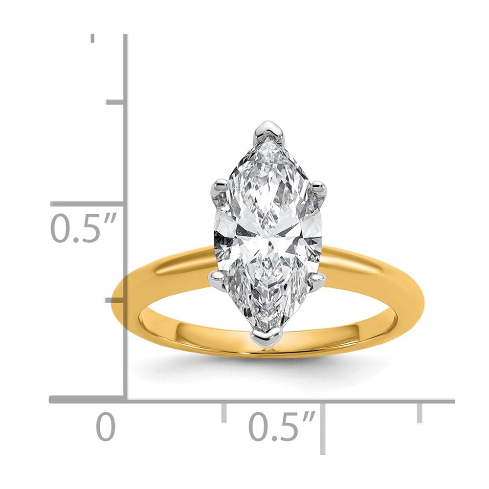 14K Bicolor Verlobungsring mit 2,5 ct. im Marquise-Solitär-Schliff, Labor-gezüchteter Diamant, VS/SI+ G+