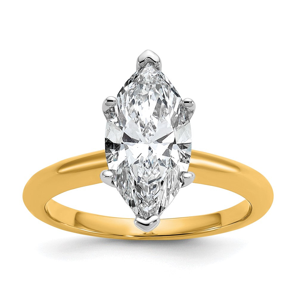 14K Bicolor Verlobungsring mit 2,5 ct. im Marquise-Solitär-Schliff, Labor-gezüchteter Diamant, VS/SI+ G+