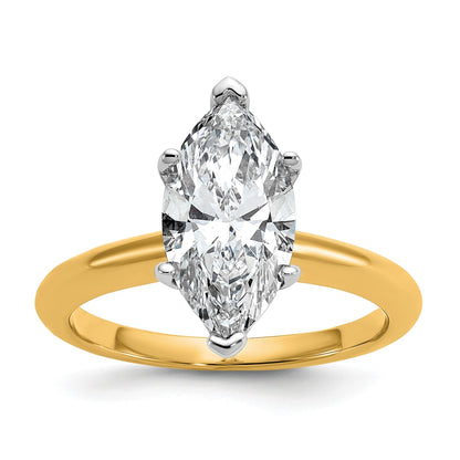 14K Bicolor Verlobungsring mit 2,5 ct. im Marquise-Solitär-Schliff, Labor-gezüchteter Diamant, VS/SI+ G+