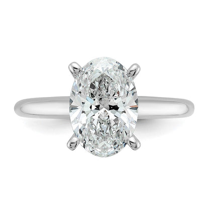 14K Weißgold Verlobungsring mit 2,5 ct. Laborgezüchtetem Diamant VS/SI+ G+ im Oval-Solitär-Schliff