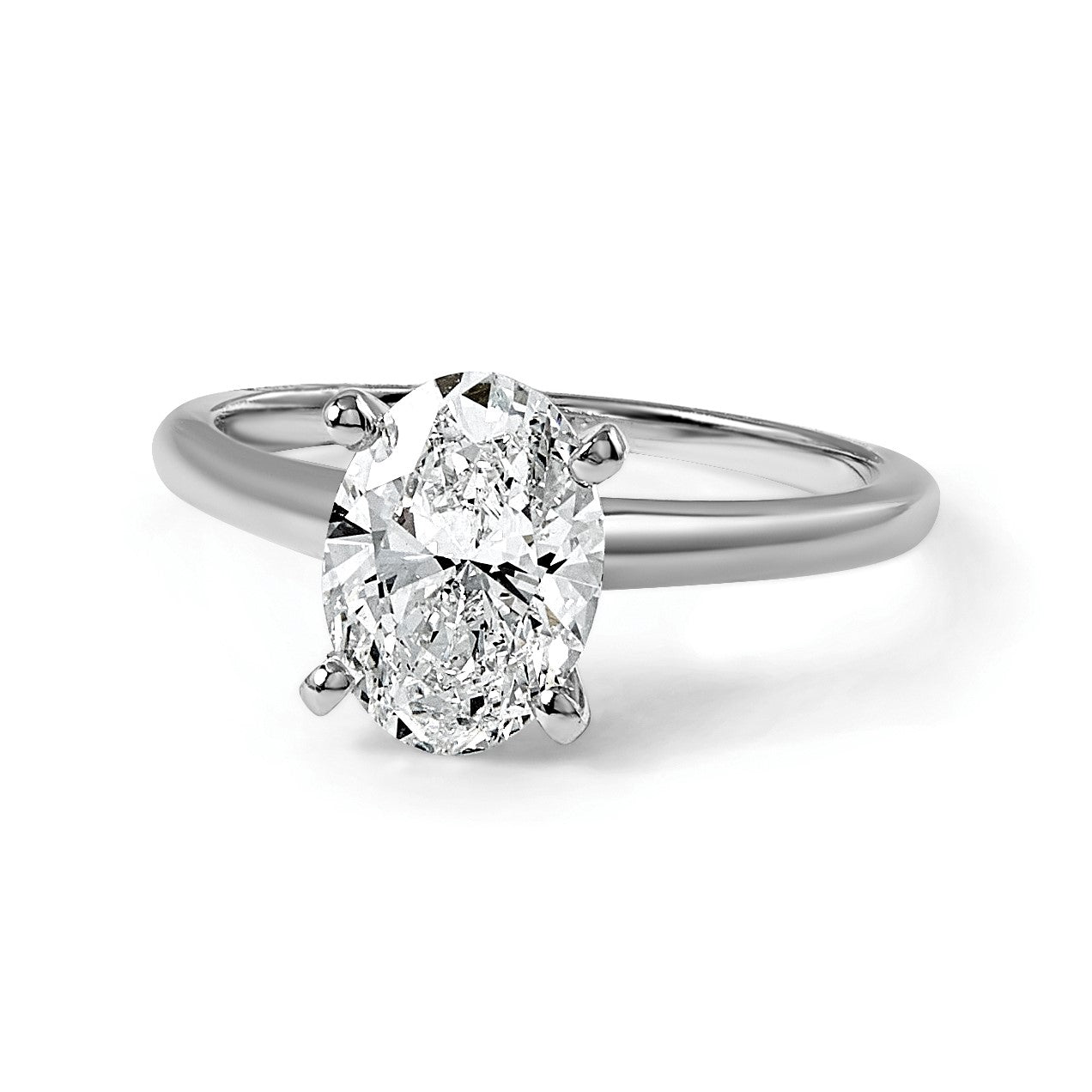 14K Weißgold Verlobungsring mit 2,5 ct. Laborgezüchtetem Diamant VS/SI+ G+ im Oval-Solitär-Schliff
