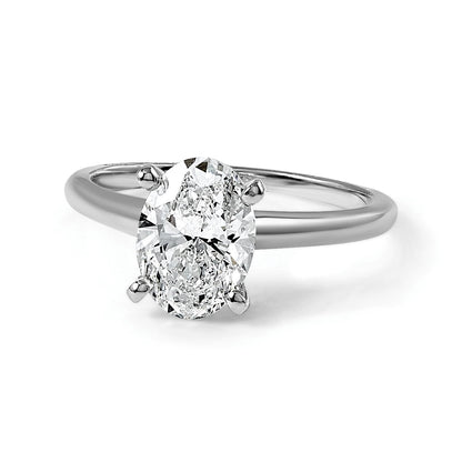 14K Weißgold Verlobungsring mit 2,5 ct. Laborgezüchtetem Diamant VS/SI+ G+ im Oval-Solitär-Schliff