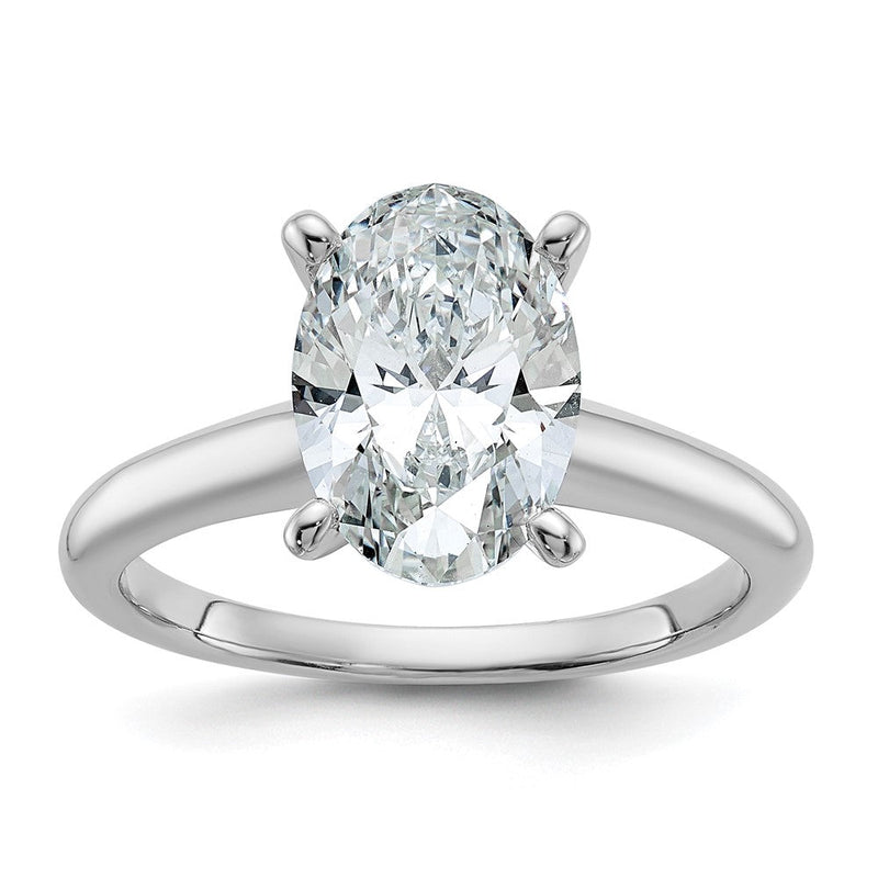 14K Weißgold 2 1/2 Karat Zertifiziert Im Labor Gezüchtet Diamant Vs+ F+ Oval Komplett Solitär Verlobungsring