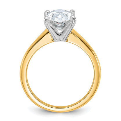 14K Bicolor Verlobungsring mit 2,5 ct. zertifiziertem, im Labor gezüchtetem Diamant, VS/SI+ G+, Oval-Solitär