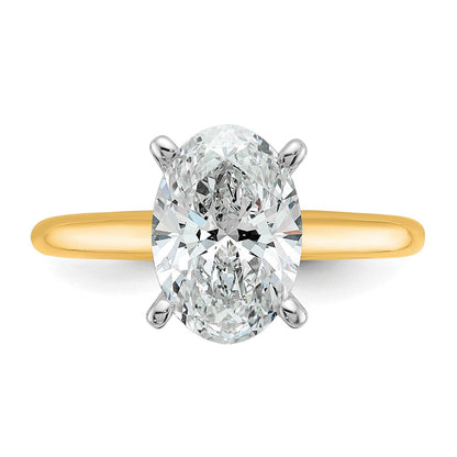 14K Bicolor 2,5 ct. Labor gezüchteter Diamant VS/SI+ G+ Oval Solitär Verlobungsring