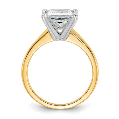 14K Zweifarbiger 2,5 ct. zertifizierter, im Labor gezüchteter Diamant VS/SI+ G+ Princess-Solitär-Verlobungsring