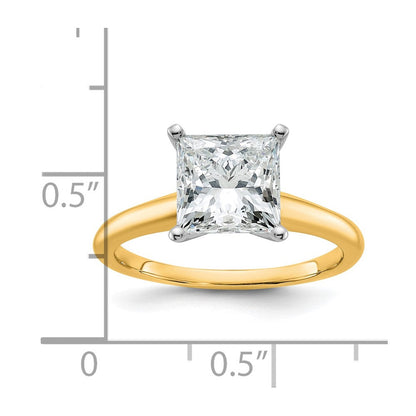 14K Zweifarbiger 2,5 ct. zertifizierter, im Labor gezüchteter Diamant VS/SI+ G+ Princess-Solitär-Verlobungsring
