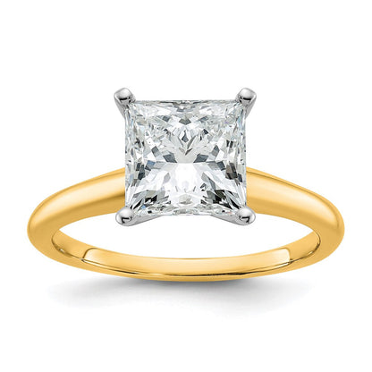 14K Zweifarbiger 2,5 ct. zertifizierter, im Labor gezüchteter Diamant VS/SI+ G+ Princess-Solitär-Verlobungsring