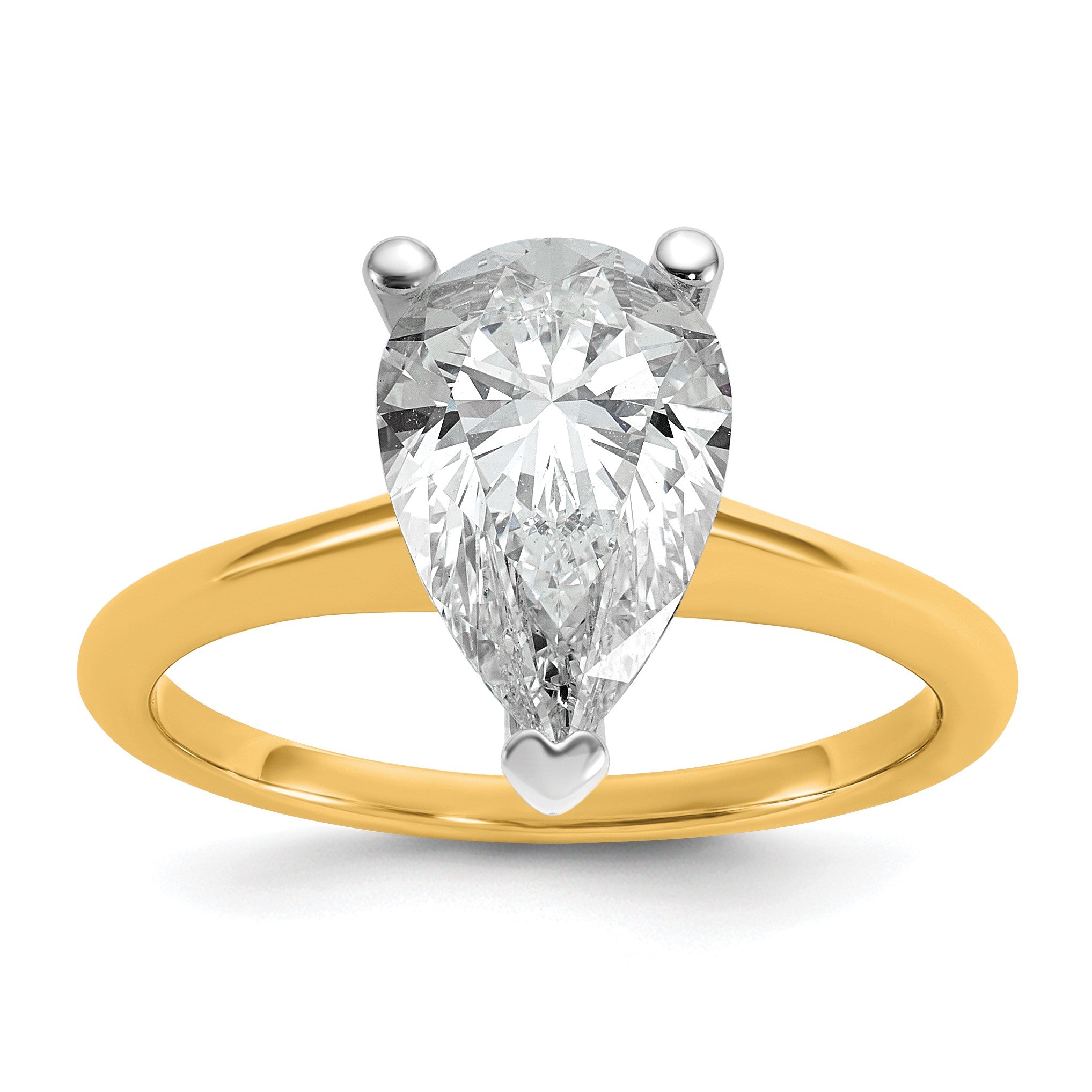 14K Bicolor 2,5 ct. Labor-Diamant VS/SI+ G+ Birnenschliff-Solitär-Verlobungsring