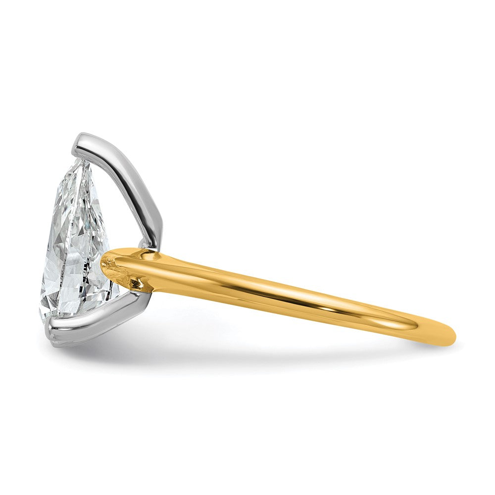 14K Bicolor 2,5 ct. Labor-Diamant VS/SI+ G+ Birnenschliff-Solitär-Verlobungsring