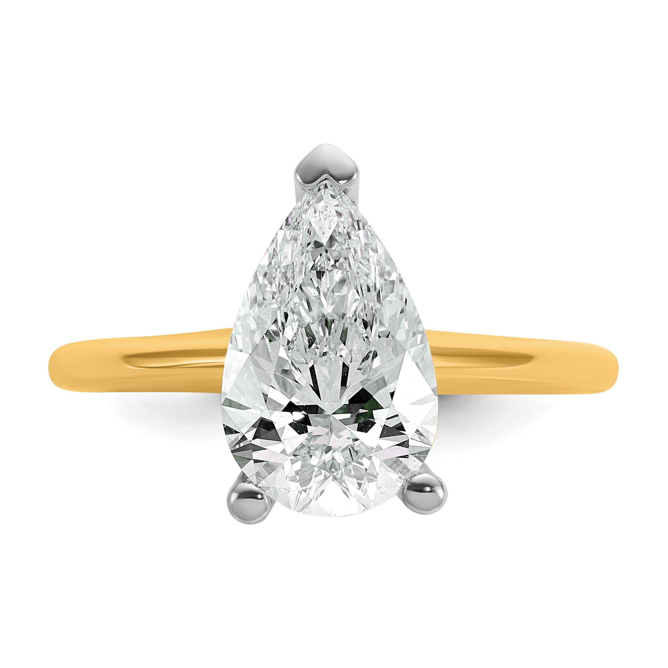 14K Bicolor 2,5 ct. Labor-Diamant VS/SI+ G+ Birnenschliff-Solitär-Verlobungsring
