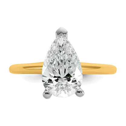 14K Bicolor 2,5 ct. Labor-Diamant VS/SI+ G+ Birnenschliff-Solitär-Verlobungsring