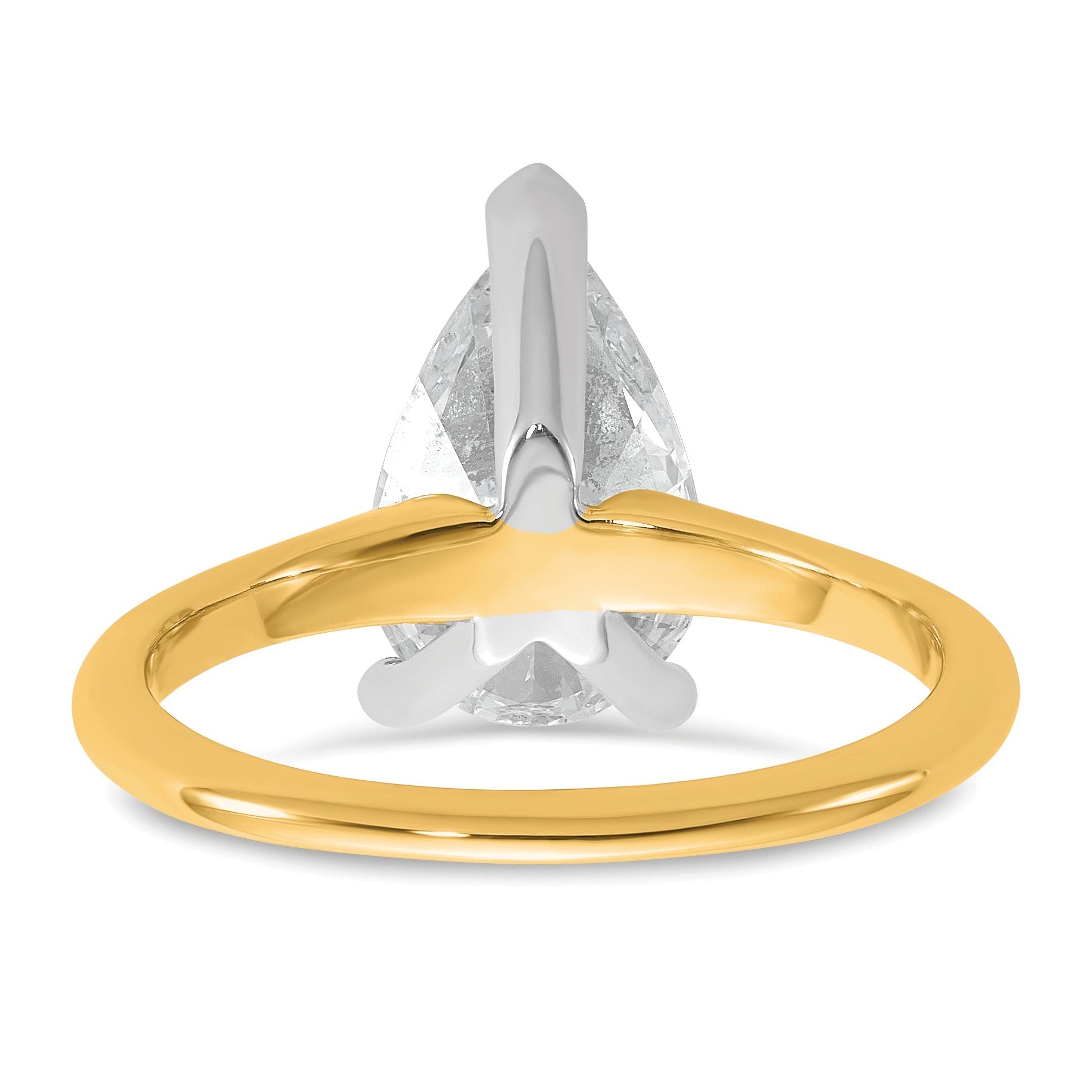 14K Bicolor 2,5 ct. Labor-Diamant VS/SI+ G+ Birnenschliff-Solitär-Verlobungsring