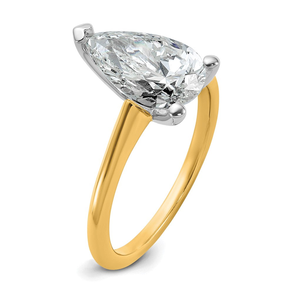 14K Bicolor 2,5 ct. Labor-Diamant VS/SI+ G+ Birnenschliff-Solitär-Verlobungsring