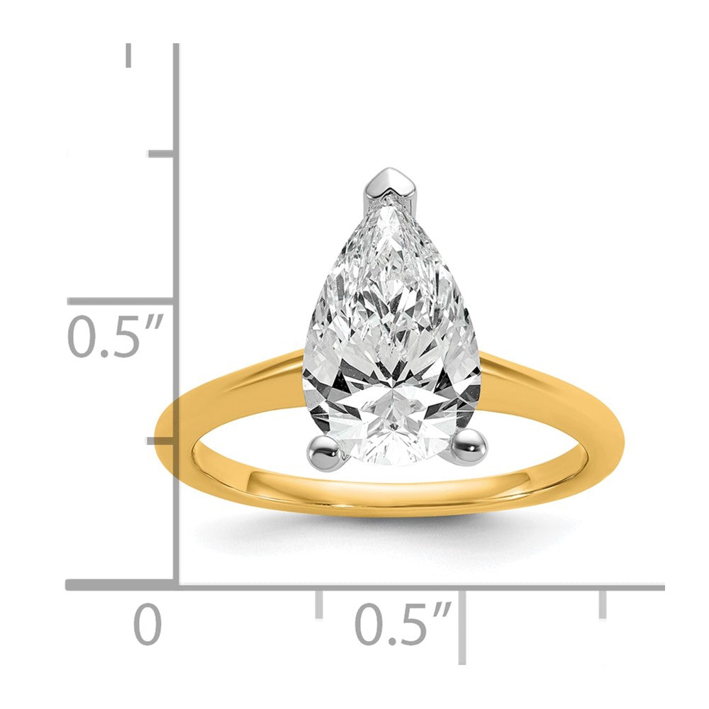 14K Bicolor 2,5 ct. Labor-Diamant VS/SI+ G+ Birnenschliff-Solitär-Verlobungsring