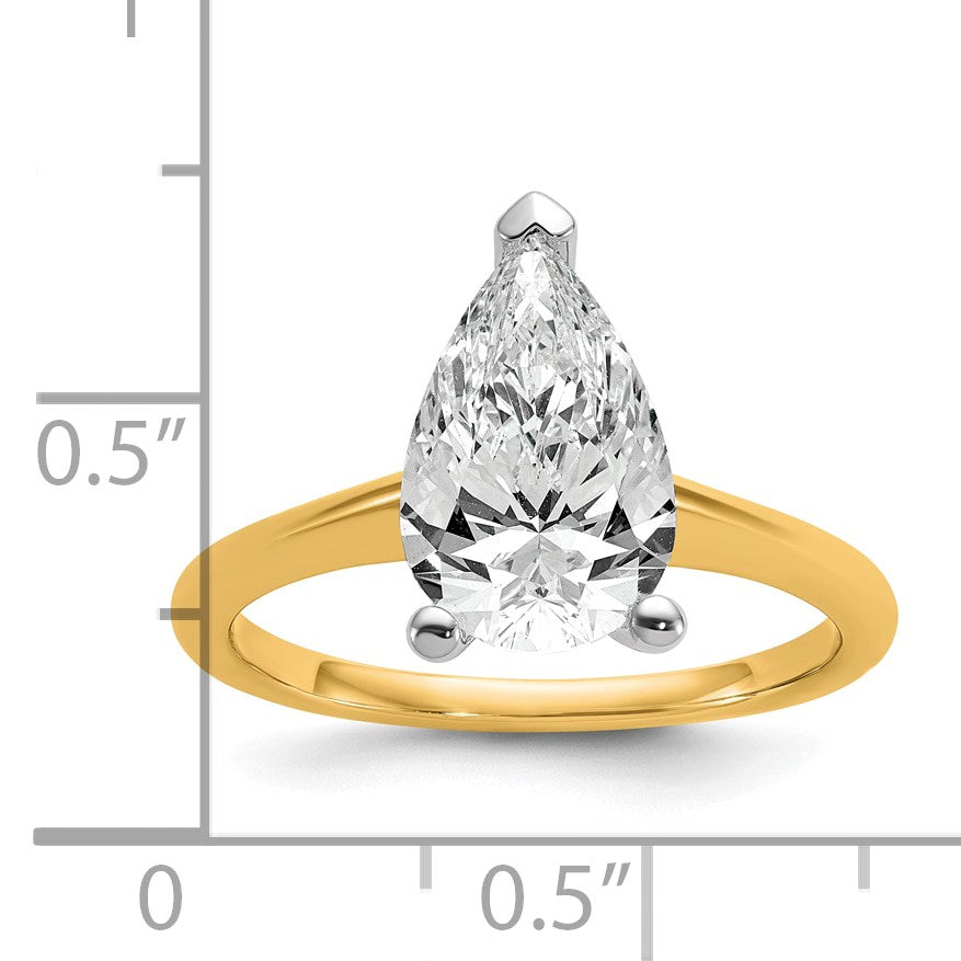14K Bicolor 2,5 ct. Labor-Diamant VS/SI+ G+ Birnenschliff-Solitär-Verlobungsring
