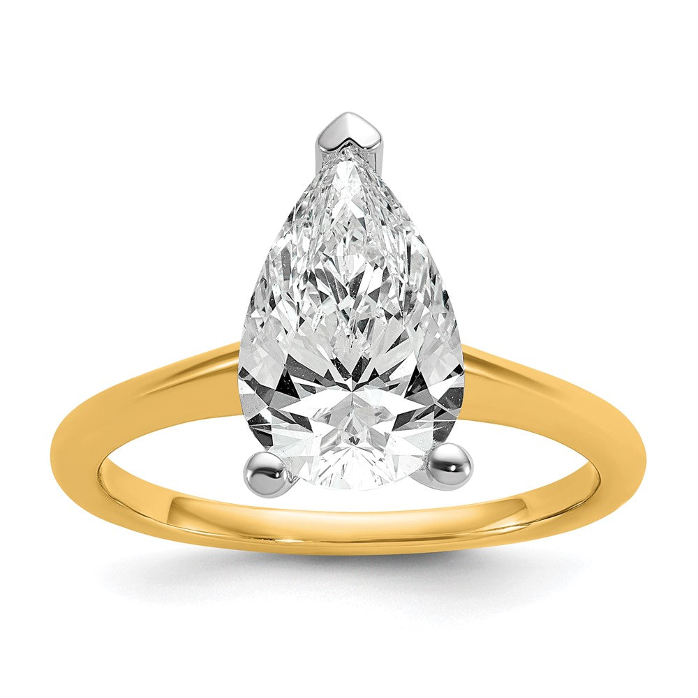 14K Bicolor 2,5 ct. Labor-Diamant VS/SI+ G+ Birnenschliff-Solitär-Verlobungsring