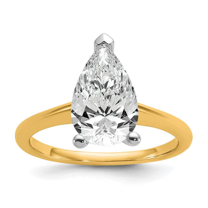 14K Bicolor 2,5 ct. Labor-Diamant VS/SI+ G+ Birnenschliff-Solitär-Verlobungsring