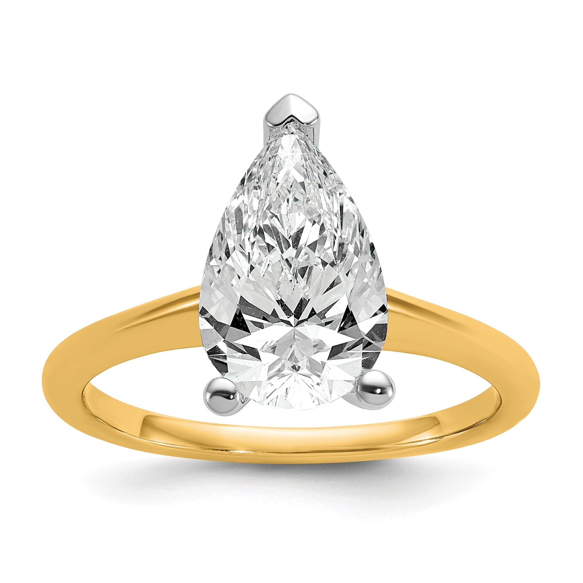 14K Bicolor 2,5 ct. Labor-Diamant VS/SI+ G+ Birnenschliff-Solitär-Verlobungsring