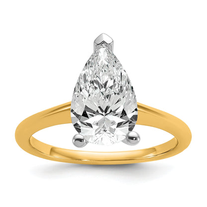 14K Bicolor 2,5 ct. Labor-Diamant VS/SI+ G+ Birnenschliff-Solitär-Verlobungsring