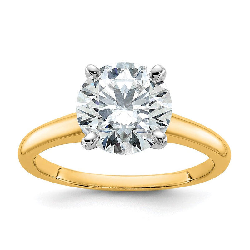 14K Bicolor Gold 2 1/2 Karat Zertifiziert Im Labor Gezüchtet Diamant Vs+ F+ Rund Komplett Solitär Verlobungsring