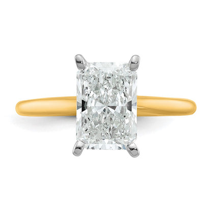 14K Bicolor 2,5 ct. Laborgezüchteter Diamant VS/SI+ G+ Radiant-Solitär-Verlobungsring