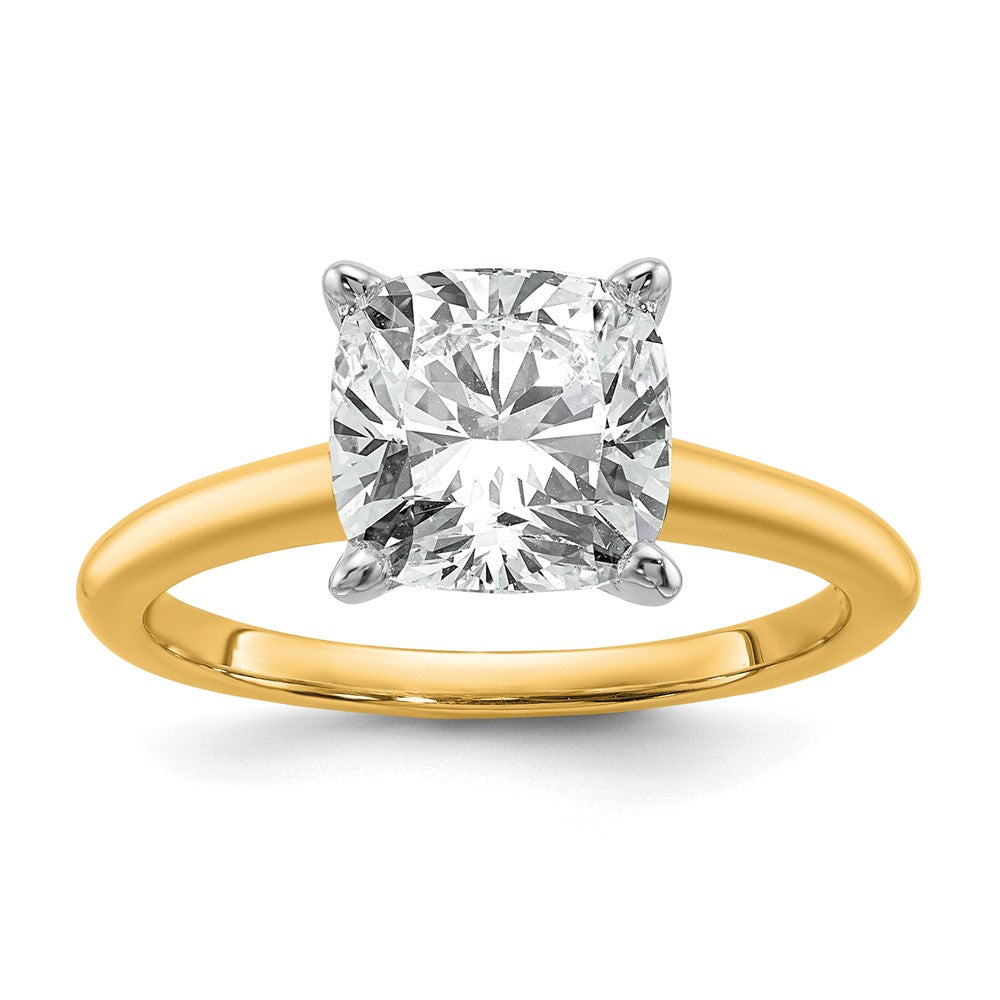 14K Bicolor Verlobungsring mit 3 ct. Labor-gezüchtetem Diamant VS/SI+ G+ im Kissenschliff, Solitär