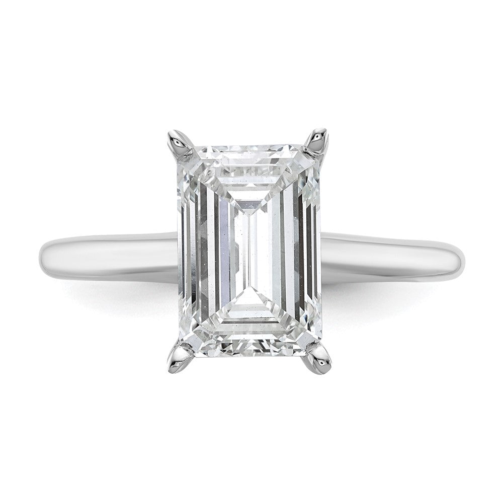 14K Weißgold Solitär-Verlobungsring mit 3 ct. Labor-gezüchteten Diamanten im Smaragdschliff, VS/SI+ G+