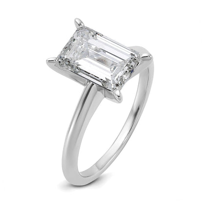 14K Weißgold 3 ct. Zertifizierter Labordiamant VS/SI+ G+ Smaragdschliff Solitär Verlobungsring