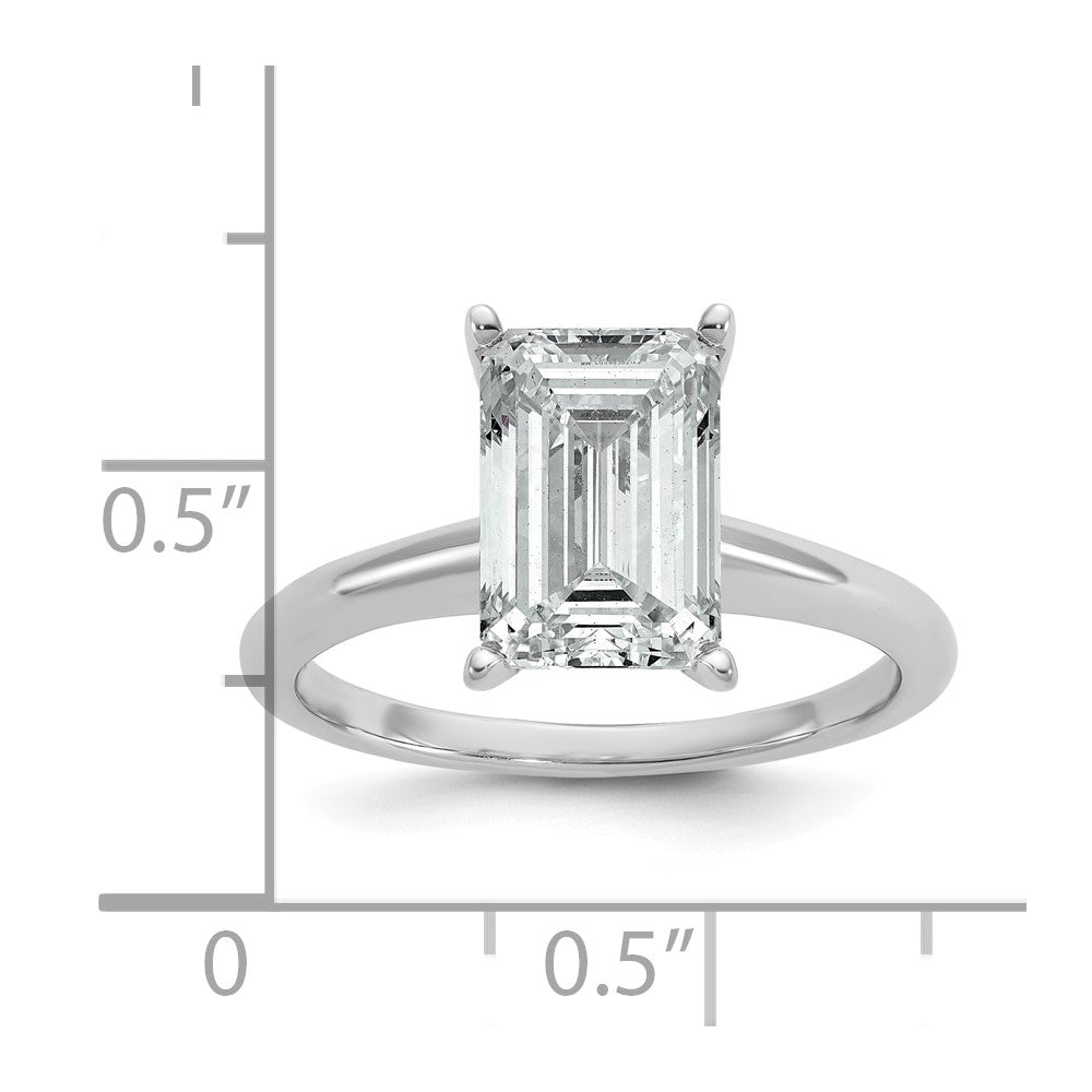14K Weißgold 3 ct. Zertifizierter Labordiamant VS/SI+ G+ Smaragdschliff Solitär Verlobungsring