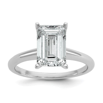 14K Weißgold 3 ct. Zertifizierter Labordiamant VS/SI+ G+ Smaragdschliff Solitär Verlobungsring