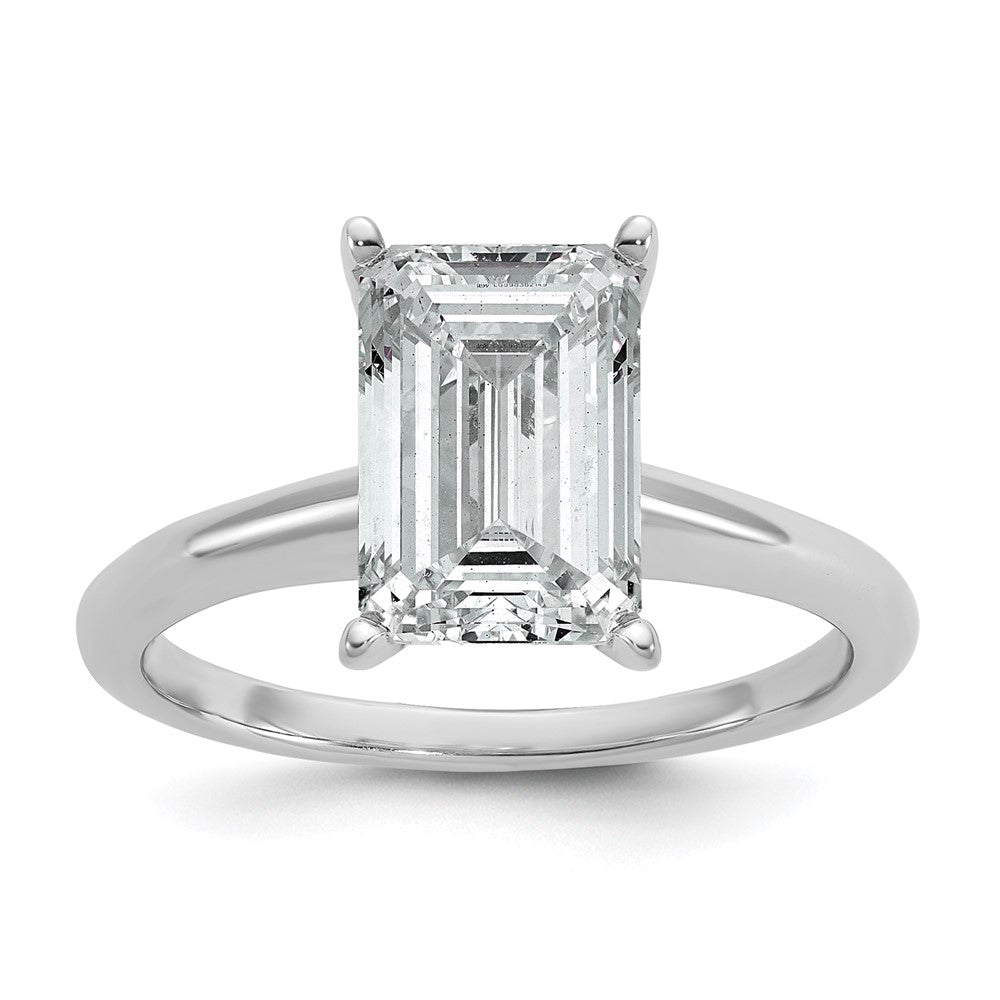 14K Weißgold Solitär-Verlobungsring mit 3 ct. Labor-gezüchteten Diamanten im Smaragdschliff, VS/SI+ G+