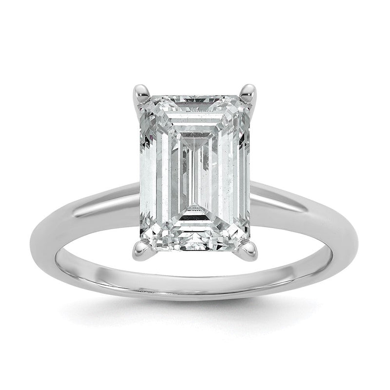14K Weißgold 3 Karat Im Labor Gezüchtet Diamant Vs+ F+ Smaragd Solitär Komplett Verlobungsring