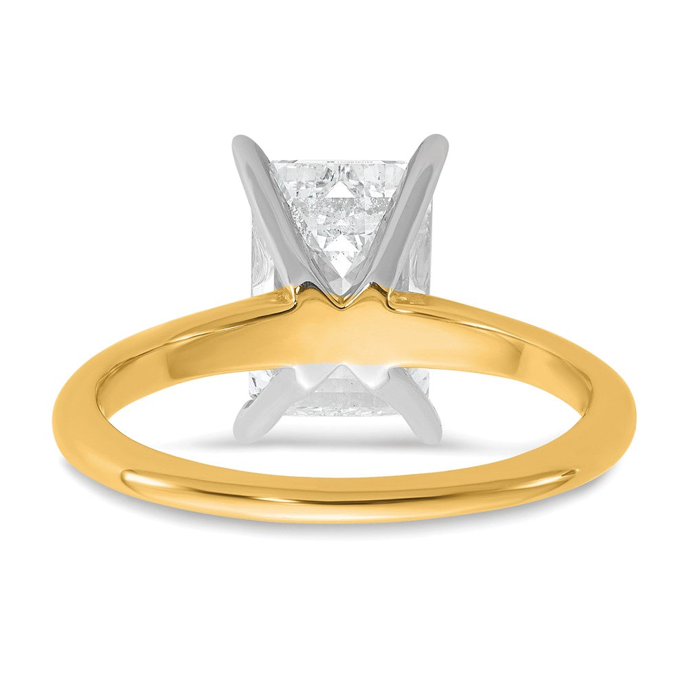 14K Bicolor Verlobungsring mit 3 ct. Laborgezüchtetem Diamant im Smaragdschliff, Solitär, VS/SI+ G+