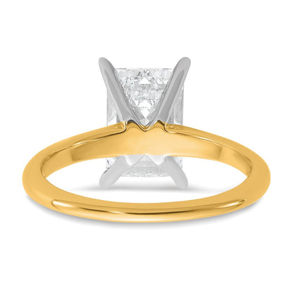 14K Bicolor Verlobungsring mit 3 ct. Laborgezüchtetem Diamant im Smaragdschliff, Solitär, VS/SI+ G+