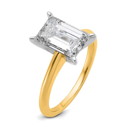 14K Bicolor Verlobungsring mit 3 ct. Laborgezüchtetem Diamant im Smaragdschliff, Solitär, VS/SI+ G+