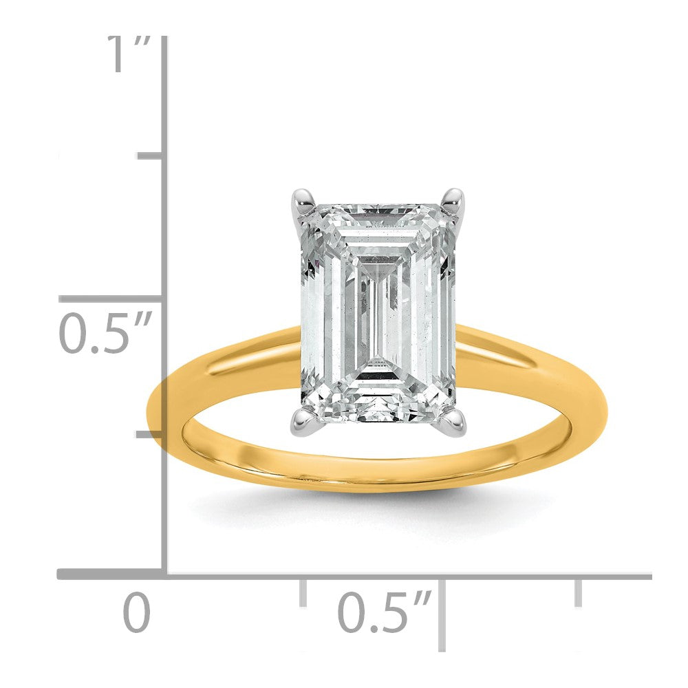 14K Bicolor Verlobungsring mit 3 ct. zertifiziertem Labordiamanten VS/SI+ G+ im Smaragdschliff, Solitär