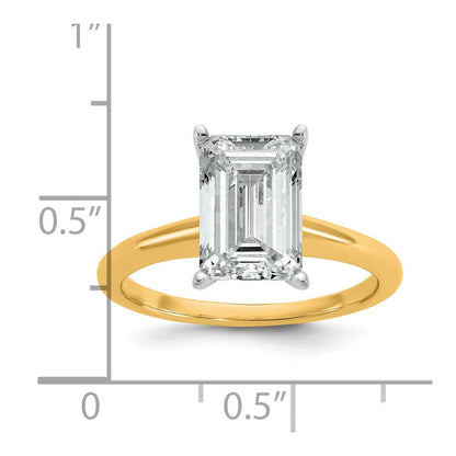 14K Bicolor Verlobungsring mit 3 ct. Laborgezüchtetem Diamant im Smaragdschliff, Solitär, VS/SI+ G+