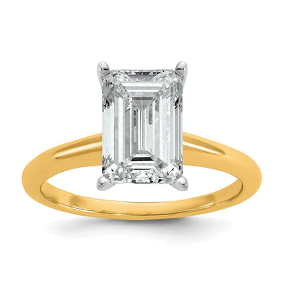 14K Bicolor Verlobungsring mit 3 ct. Laborgezüchtetem Diamant im Smaragdschliff, Solitär, VS/SI+ G+