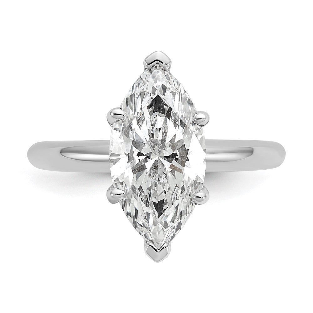 14K Weißgold Verlobungsring mit 3 ct. Labordiamant VS/SI+ G+ im Marquise-Solitär-Schliff