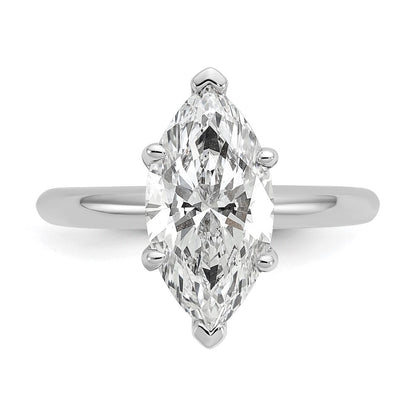 14K Weißgold Verlobungsring mit 3 ct. Labordiamant VS/SI+ G+ im Marquise-Solitär-Schliff