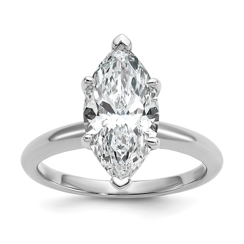 14K Weißgold Verlobungsring mit 3 ct. Labordiamant VS/SI+ G+ im Marquise-Solitär-Schliff