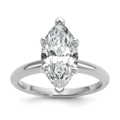 14K Weißgold Verlobungsring mit 3 ct. Labordiamant VS/SI+ G+ im Marquise-Solitär-Schliff