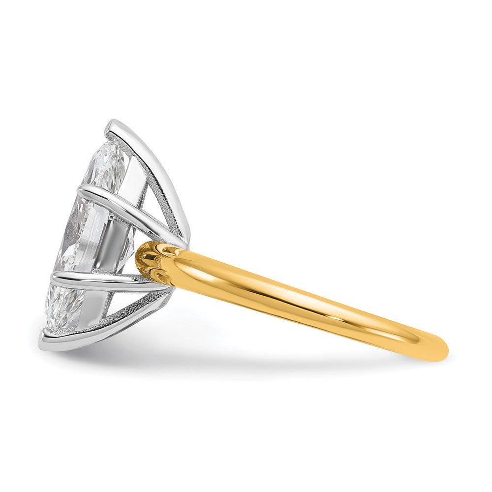 14K Bicolor Verlobungsring mit 3 ct. zertifiziertem im Labor gezüchtetem Diamant VS/SI+ G+ im Marquise-Solitär-Schliff