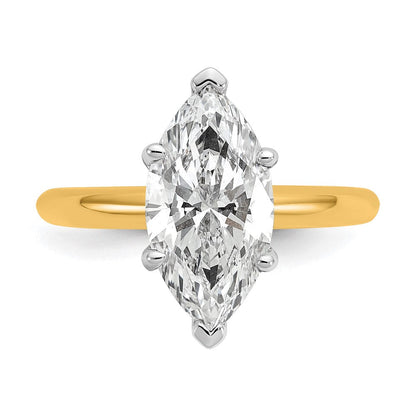 14K Bicolor Verlobungsring mit 3 ct. Labor-gezüchtetem Diamant VS/SI+ G+ Marquise-Solitär